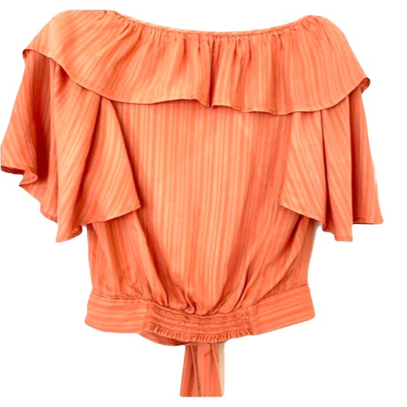 FREE PEOPLE The Ramona Top Blouse Ruffle Neckline Tie Waist Size XS - Picture 6 of 7